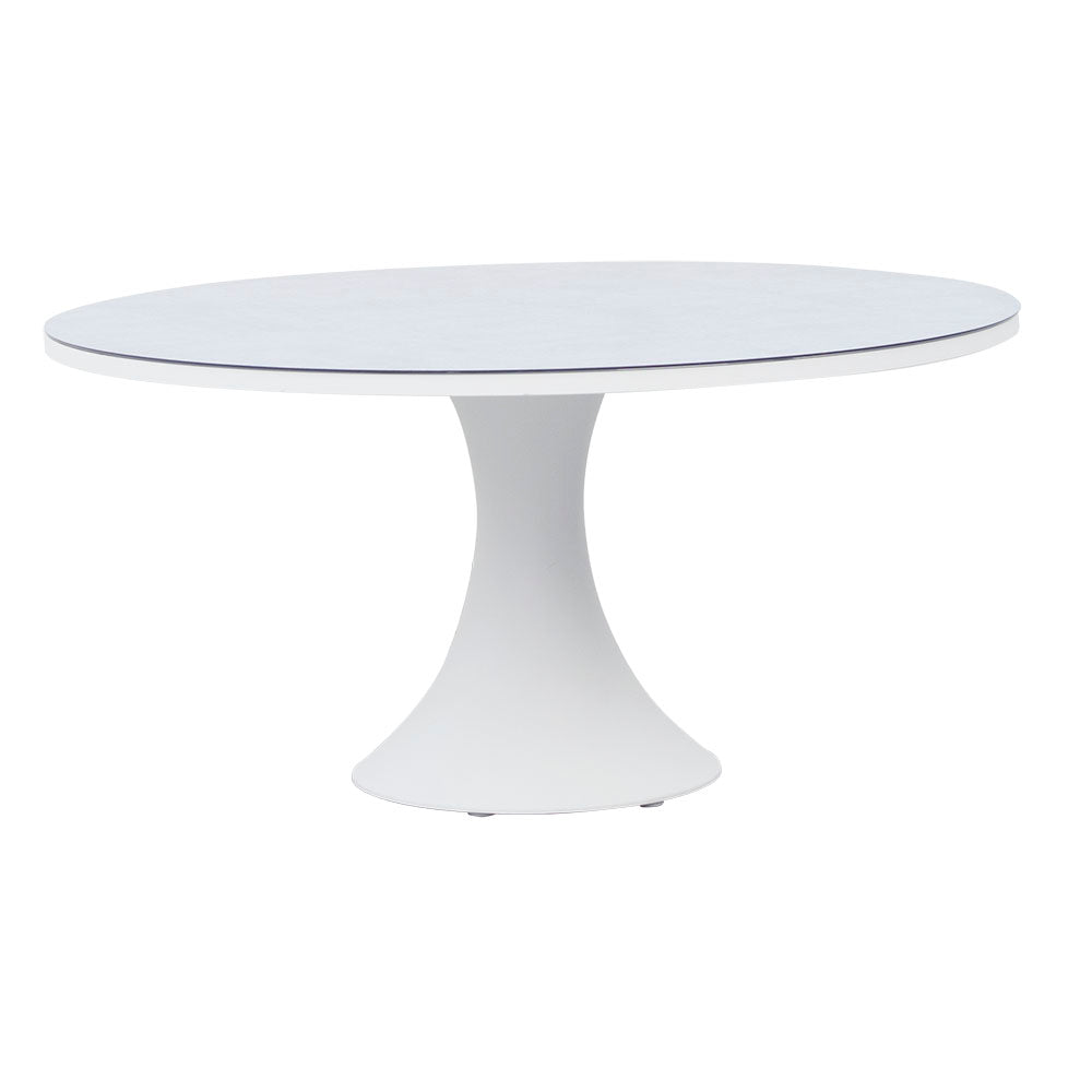MESA REDONDA Ø135 ISABELLE ALU BLANCO / CRISTAL CERAMICO GRIS